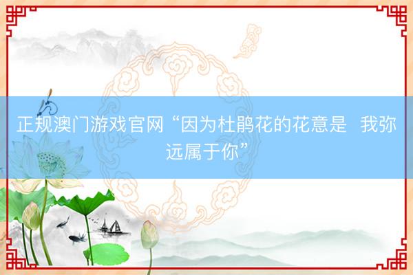 正规澳门游戏官网 “因为杜鹃花的花意是  我弥远属于你”