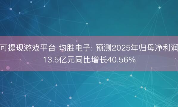 可提现游戏平台 均胜电子: 预测2025年归母净利润13.5亿元同比增长40.56%