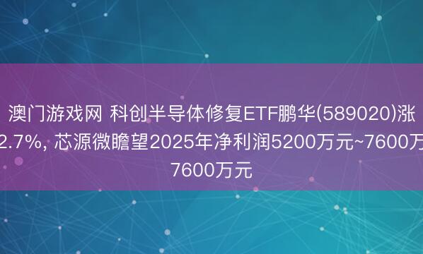 澳门游戏网 科创半导体修复ETF鹏华(589020)涨超2.7%, 芯源微瞻望2025年净利润5200万元~7600万元
