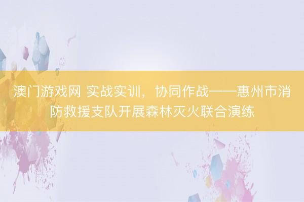 澳门游戏网 实战实训，协同作战——惠州市消防救援支队开展森林灭火联合演练