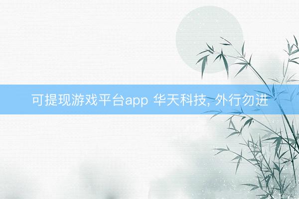 可提现游戏平台app 华天科技， 外行勿进