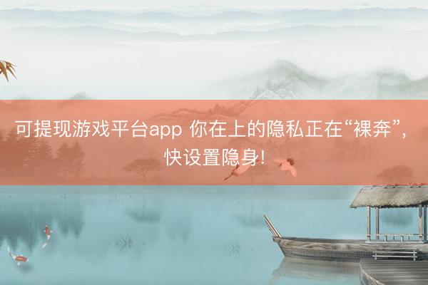 可提现游戏平台app 你在上的隐私正在“裸奔”， 快设置隐身!