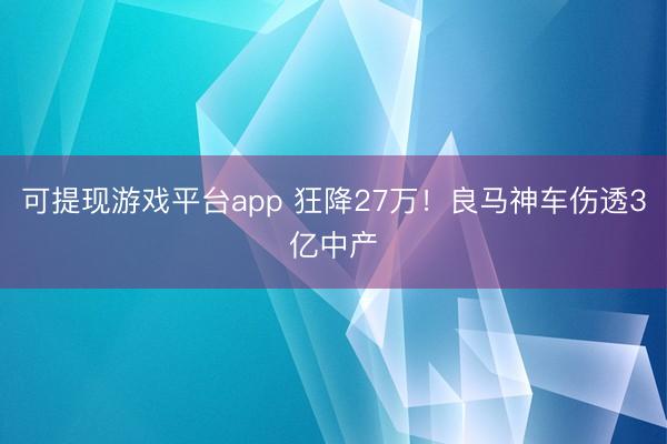 可提现游戏平台app 狂降27万!良马神车伤透3亿中产