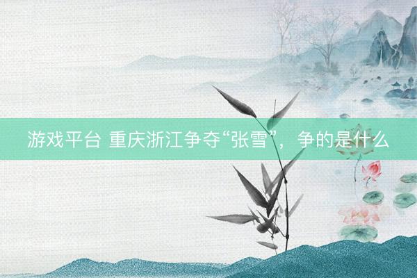 游戏平台 重庆浙江争夺“张雪”，争的是什么