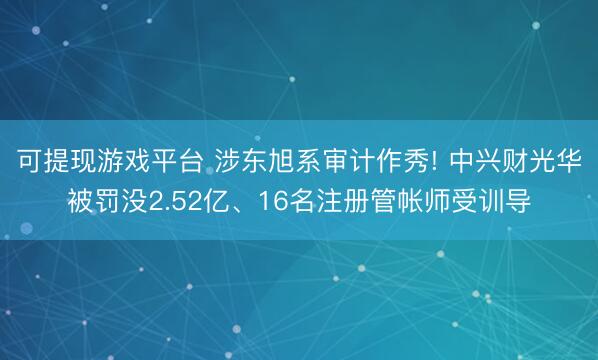 可提现游戏平台 涉东旭系审计作秀! 中兴财光华被罚没2.52亿、16名注册管帐师受训导