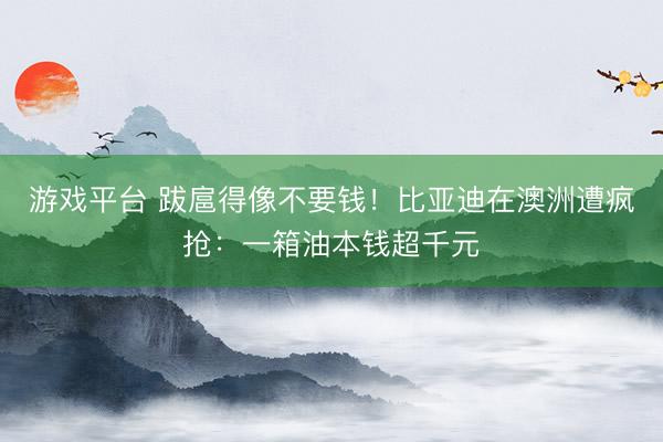 游戏平台 跋扈得像不要钱！比亚迪在澳洲遭疯抢：一箱油本钱超千元