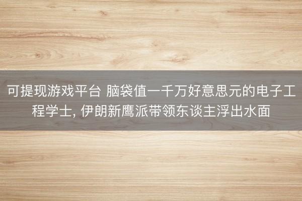 可提现游戏平台 脑袋值一千万好意思元的电子工程学士， 伊朗新鹰派带领东谈主浮出水面