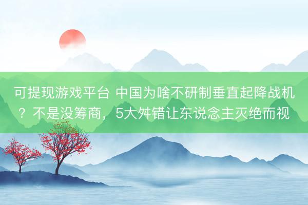 可提现游戏平台 中国为啥不研制垂直起降战机？不是没筹商，5大舛错让东说念主灭绝而视