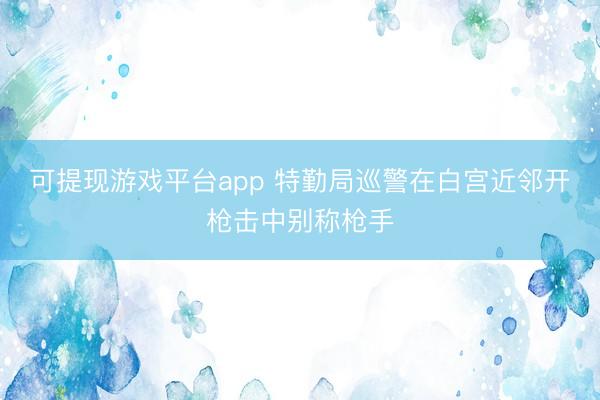 可提现游戏平台app 特勤局巡警在白宫近邻开枪击中别称枪手