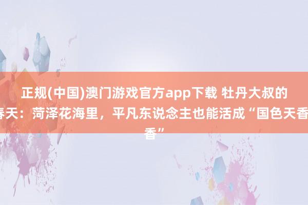 正规(中国)澳门游戏官方app下载 牡丹大叔的春天：菏泽花海里，平凡东说念主也能活成“国色天香”
