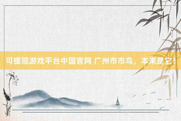 可提现游戏平台中国官网 广州市市鸟,本来是它!