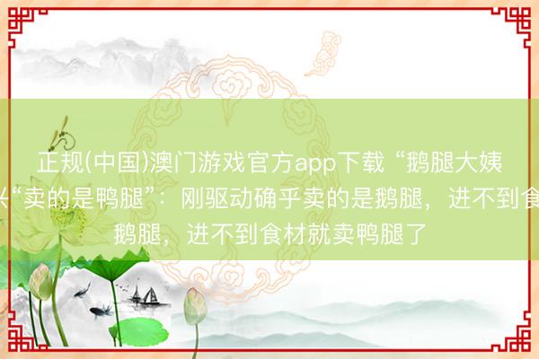 正规(中国)澳门游戏官方app下载 “鹅腿大姨”说念歉,复兴“卖的是鸭腿”:刚驱动确乎卖的是鹅腿,进不到食材就卖鸭腿了