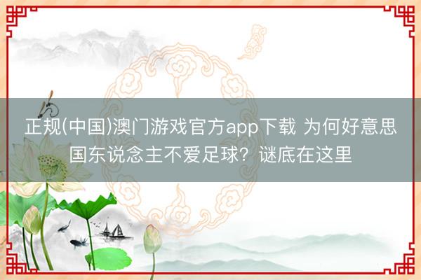 正规(中国)澳门游戏官方app下载 为何好意思国东说念主不爱足球?谜底在这里