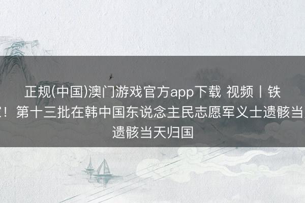 正规(中国)澳门游戏官方app下载 视频丨铁汉回家！第十三批在韩中国东说念主民志愿军义士遗骸当天归国