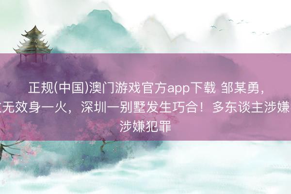正规(中国)澳门游戏官方app下载 邹某勇,抢救无效身一火,深圳一别墅发生巧合!多东谈主涉嫌犯罪